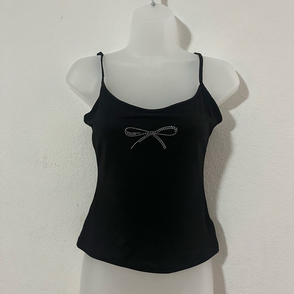 Black Bow Embellished Women's Top